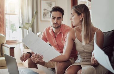 Couple fighting over finances and money